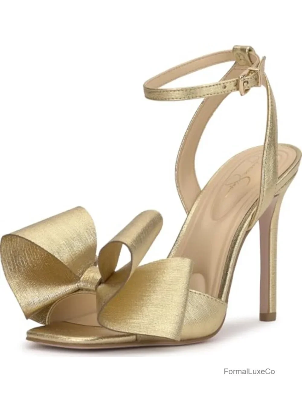 Satin Bow Stiletto Heeled Sandal with Ankle Strap